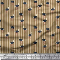 Soimoi Rayon tkanina Stripe & Cinerich ptičja tkanina tkanina prema dvorištu široko