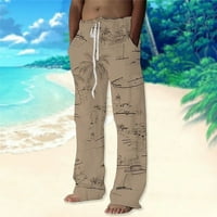 Muški joggeri od donjeg rublja s tiskanim lanenim hlačama s džepovima na vezanje Ležerne hlače