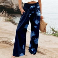 Donje rublje/ Ženske casual modne hlače za plažu s elastičnim strukom, šarene cvjetne hlače širokih nogavica,