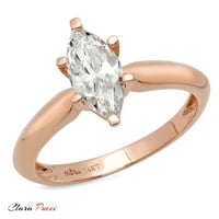 dijamantni prsten od sintetičkog bijelog Safira izrezan u 14k ružičastom zlatu od 14k $ 5.5