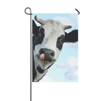 Smiješna nasmijana krava s jezikom, ukrasna zastava na otvorenom, Vrtna Zastava