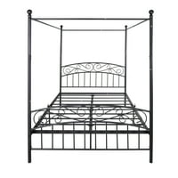 Black Metal Metal Canopy platforma okvir kreveta, Aukfa Queen Size Moderni metalni krovni krevet s čvrstim čeličnim