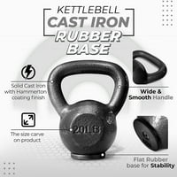 54-inčni kettlebell od lijevanog željeza od 20 kilograma s gumenom podlogom, jednostruki