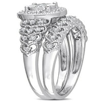 Carat T.W. Diamond Sterling Silver Halo Bridal Ring