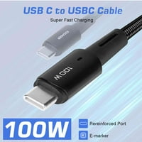 Gradski kabel za povezivanje s 10 stopa 100 vata, 2. Kabel za punjenje Type C Brzo punjenje za Oppo Find N2, iPad