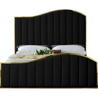 Jolie Meridian namještaj od punog drveta i baršunasti bračni krevet u crnoj boji