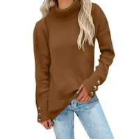 Jesenski džemperi za žene, široki pleteni džemper s dugim rukavima, ležerni pulover s vratom i dolčevitom, vrhovi