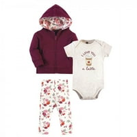 Pamučna majica s kapuljačom za bebe i djevojčice, Bodi ili majica i hlače, Cvjetni jesenski set za bebe, 9 mjeseci