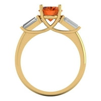 Dijamant ovalnog reza s imitacijom ružičastog turmalina, prsten od žutog zlata od 14 karata s tri kamena od 9,5.