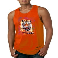 Wild Bobby, Tiger Growling šareni trostruki kravata boja ljubitelj životinja Mens Grafički tenk, narančasta, 2xl