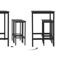 Bar stol i stolice postavljene brojača visine blagovaonice, crno