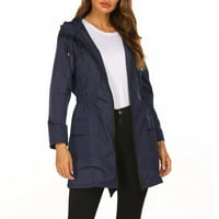 Ženska lagana vodootporna jakna s kapuljačom Na otvorenom, duga kišna jakna s kapuljačom, vodootporna jakna za