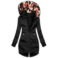 Dezsed Womens Slim Fit dugačke jakne s kapuljačama za čišćenje žena modna cvjetna jakna s patentnim zatvaračem