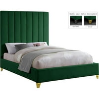 Namještaj s luksuznim baršunastim krevetom u zelenoj boji