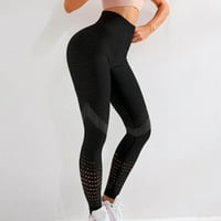 Ženske mrežaste prozračne uske joga hlače visokog struka Fitness hlače za zatezanje bedara hlače za trčanje Crne,