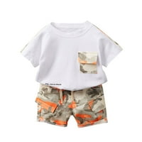 Zuwimk Boy Outfits, Summer Toddler Baby Boy Dječja Outfit Set Set Boja boja kratka rukava majica kratkih kratkih