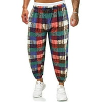Ifshaion široke hlače za muškarce za muškarce tiskanje casual patchwork platnene duge hlače trčanje joggers trenerke