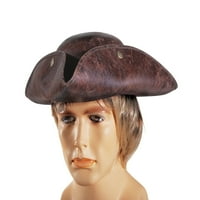Trodijelni kostimski šešir za odrasle gusare od umjetne kože, smeđa, Jedna veličina