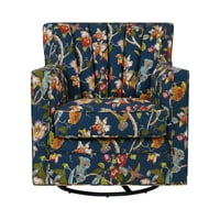 Homesvale Zoe Swivel Turk stolica, plava cvjetna s pticama
