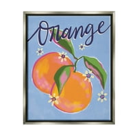 Narančasti citrusni plodovi cvjetni uzorak hrana i pića Grafička umjetnost luster siva uokvirena umjetnička print