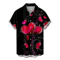 Vivianyo hd muški vrhovi zazor muškaraca casual gumbi za Valentinovo ispis s džepnim okretnim košuljama kratki