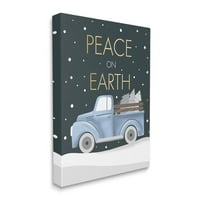 Stupell Industries Peace On Earth Snowy Truck Graphic Art Gallery Wrapped Canvas Print Art Art, Dizajn Louise