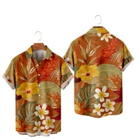 Klasični crtani cvjetni cvjetni havaji tiskani muški redovni fit fit kratki rukav casual majica