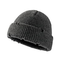 Zimski šeširi od tawop kape za muškarce i žene vunene uši. Topli vuneni šešir prirubnik pleteni šešir tamno siva