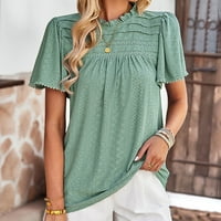 Ženski dizajn Čvrsta šupljina šupljina bluza s kratkim rukavima Elegantni temperamentni tunični vrhovi majice
