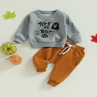 WASSERY novorođenčad Baby Halloween Odjeća za posadu dugih rukava slovo Twingheirt Twing Tops Dugi trenerice Set