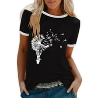 Ženska modna ležerna majica s okruglim vratom, široka majica kratkih rukava, bluza, pulover, košulje za slobodno