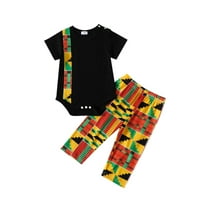 Kompleti odjeće za dječake kratkih rukava s geometrijskim printom, proljetno-ljetni vrhovi i hlače, Odjeća za