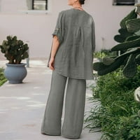 Safing ženska ljetna pamučna odjeća za treniranje dnevno opuštena praznična moda Hlače široke noge Čvrste retro