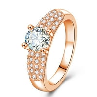 Prstenovi za žene, modni prsten presvučen platinom, uvezeni zaručnički prsten od ružičastog zlata i srebra s dijamantima