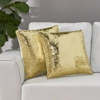 Plemenita kuća Reyna reverzibilni jastuk za bacanje šljokica, set od 2, bijelo, zlato, 18 18