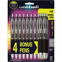 gel olovke s uvlačivom kuglicom, srednji vrh, Crne, + bonus set