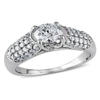 Miabella Carat T.G.W. Moissanite i Carat T.W. Dijamantni 14K zaručnički prsten bijelog zlata