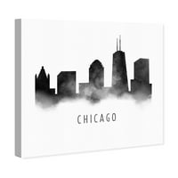 Wynwood Studio Cities and Skylines Wall Art Canvas Otistavlja 'Chicago akvarel' gradovi Sjedinjenih Država - Crni,