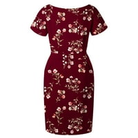 Ljetne haljine Za Žene Ležerne vintage haljine s cvjetnim printom Okrugli vrat ruffles kratki rukav džepovi pripijena