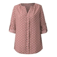 Majice za žene, grafički vrhovi, radna uredska Ženska bluza s točkicama s izrezom, majica, bluza s točkicama u