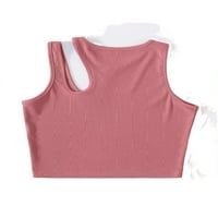 Ženske Ležerne jednobojne ružičaste majice bez rukava s okruglim vratom