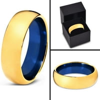 Zaručnički prsten od volframa za muškarce i žene 18K plavo žuto zlato prekriveno kupolastim poliranjem doživotno