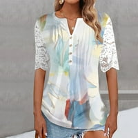 Ljetna Ženska majica s čipkastim volanima kratkih rukava top ležerna modna tunika s cvjetnim printom majica s
