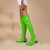 Ženske modne čizme Plus size, čizme preko koljena s niskim potpeticama, viteške čizme u zelenoj boji