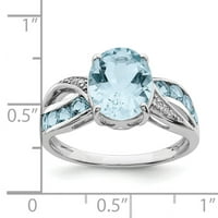 Prsten od čistog srebra presvučen rodijem, dijamantom i svijetloplavim švicarskim topazom