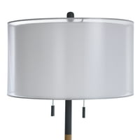 Paleta-podna svjetiljka s dvostrukom završnom obradom i sjenilom bubnja-Industrijska crna, drvena završna obrada