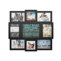 Raskošni kućni obiteljski pravila Kolaž okvir s otvorima za SI i dvije fotografije- zidni viseći zaslon za personalizirani