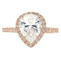 2. CT briljantna kruška Clear Clear Simulirani dijamant 18K ružičasto zlato halo pasijans s naglascima prstena