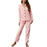 Pidžama za žene s dugim rukavima i nogu set zimskih flanela mekana odjeća za kućnu odjeću za žene
