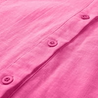 Ženske majice, ležerna bluza s izrezom u obliku inča, jednobojne Ženske košulje do lakta, ljetne ružičaste 6-inčne